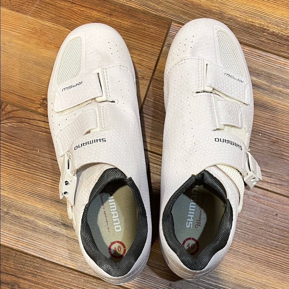 Shimano White Cycling Shoes with Black Accents